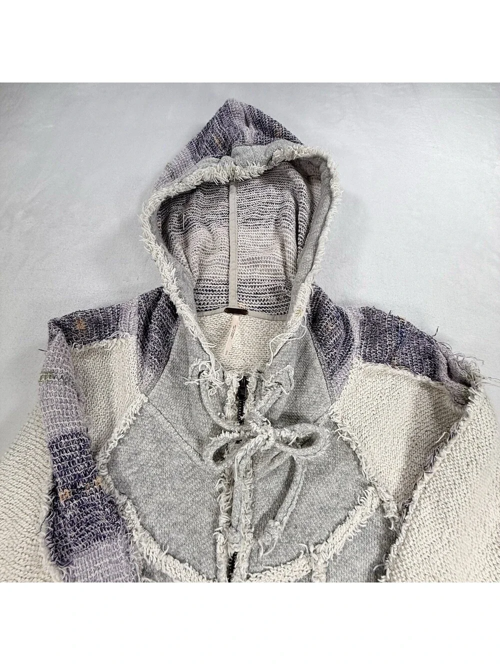 Free People Women’s Small Zip Hoodie Raw Edge Colorblock Boho Oversized